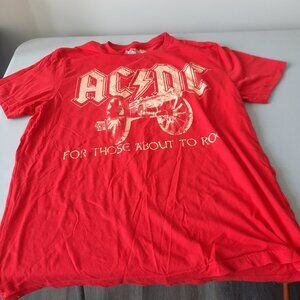 AC/DC 'For those about to Rock' Red T-Shirt; Size XL-Free Shipping!